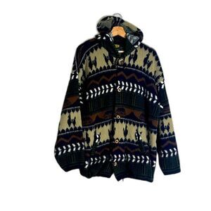 TEDIJOS ATAHUALPA WOOL ALPACA button up collard cardigan sweater pockets size XL